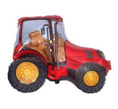 Balónek foliový červený traktor - farma - 60 cm