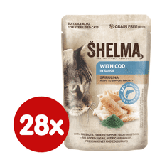 SHELMA bezobilné dušené filetky s treskou a spirulinou v omáčce 28x85 g