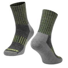 Force Zimní cyklistické ponožky ARCTIC s vlnou Merino - šedá/fluo, S/M