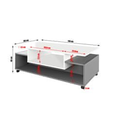 ATAN Konferenční stolek na kolečkách DALEN - bílá / grafit