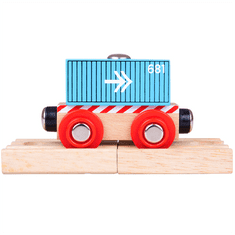 Bigjigs Toys Bigjigs Rail Vagón modrý kontejner