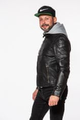 Gipsy Černá kožená pánská bunda s textilní kapucí RYLO