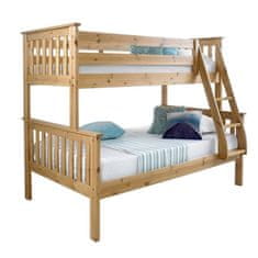 KONDELA Dřevěná patrová postel s rošty Luini 90 - přírodní