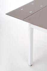 Halmar Rozkládací jídelní stůl Alston - béžové sklo / bílý kov