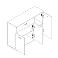 KONDELA Třídveřová komoda Nena 3 - bílá