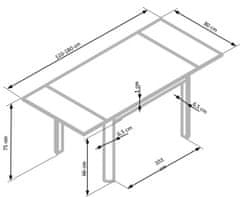 Halmar Rozkládací jídelní stůl Alston - béžové sklo / bílý kov