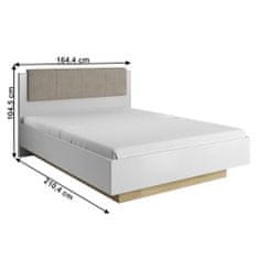 KONDELA Manželská postel s úložným prostorem City 160x200 cm - bílá / dub grandson / bílý lesk