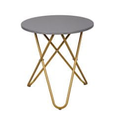 KONDELA Kulatý příruční stolek Rondel - šedá / zlatá