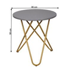 KONDELA Kulatý příruční stolek Rondel - šedá / zlatá