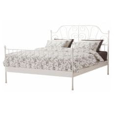 KONDELA Kovová manželská postel s roštem Behemoth 160 - bílá