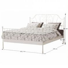 KONDELA Kovová manželská postel s roštem Behemoth 160 - bílá