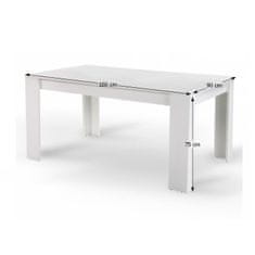 KONDELA Jídelní stůl Tomy 160x90 cm - bílá