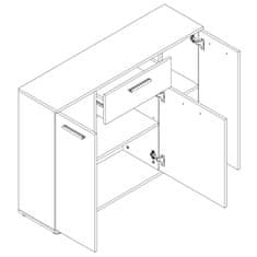 KONDELA Třídveřová komoda Noko-Singa 35 - bílá