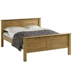 KONDELA Dřevěná manželská postel s roštem Provo 160 - dub