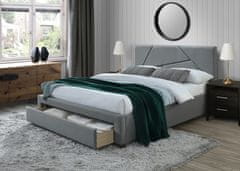 Halmar Čalouněná manželská postel s úložným prostorem Valery 160 - šedá