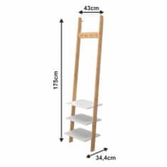 KONDELA Dřevěný věšák s policemi Marike Typ 1 - bambus/bílá