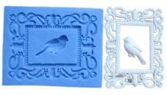 Kraftika 3d silikonová formička - velký barokní rámeček s ptáčkem