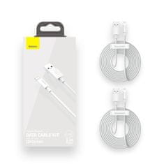 BASEUS Simple Wisdom 2x kabel USB / Lightning PD 2.4A 1.5m, bílý