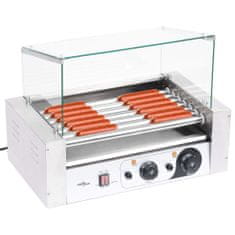 Greatstore Opékač párku 7 válců rolkový gril se skleněným víkem 1 400 W