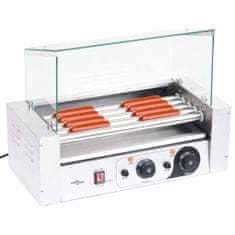 Greatstore Opékač párku 5 válců rolkový gril se skleněným víkem 1 000 W