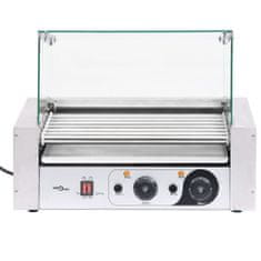 Greatstore Opékač párku 7 válců rolkový gril se skleněným víkem 1 400 W