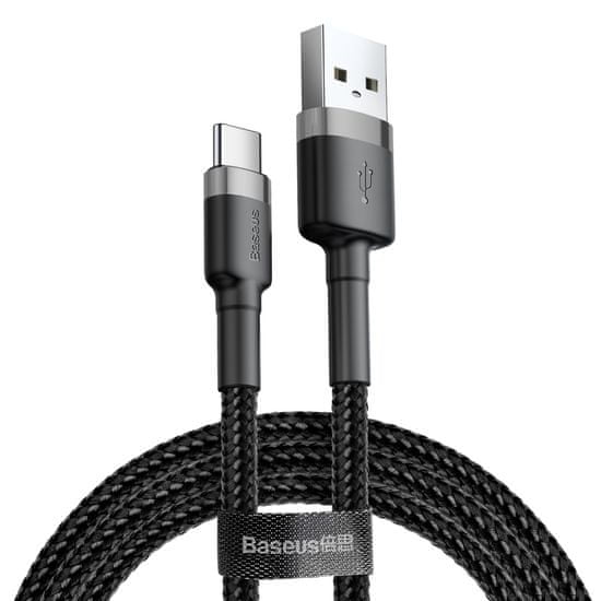 BASEUS Cafule kabel USB / USB C QC 3.0 3A 1m, černý/šedý