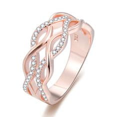 Beneto Růžově pozlacený stříbrný prsten se zirkony AGG333 (Obvod 60 mm)