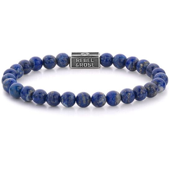 Rebel & Rose Stříbrný korálkový náramek Lapis Lazuli RR-6S002-S