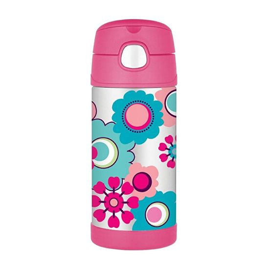 Thermos FUNtainer Dětská termoska s brčkem - květy 355 ml