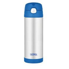 Thermos FUNtainer Dětská termoska s brčkem - modrá 470 ml