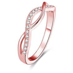 Beneto Růžově pozlacený stříbrný prsten s krystaly AGG191 (Obvod 50 mm)