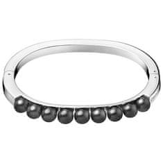 Calvin Klein Pevný ocelový náramek s černými perličkami Circling KJAKMD04010 (Rozměr 5,4 x 4,3 cm - XS)