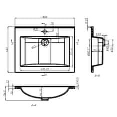 Greatstore Zabudované umyvadlo 600 x 460 x 130 mm SMC bílé