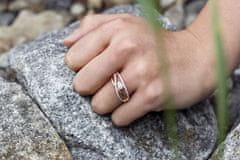 Beneto Růžově pozlacený stříbrný prsten se zirkony AGG331 (Obvod 50 mm)