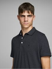 Jack&Jones Pánské polo triko JJEPAULOS 12136668 Dark Grey Melange SLIM FIT (Velikost S)