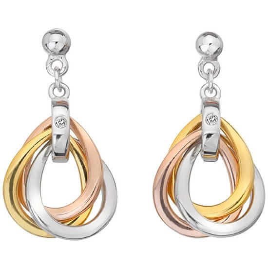 Hot Diamonds Tricolor náušnice ze stříbra s diamanty Trio DE645