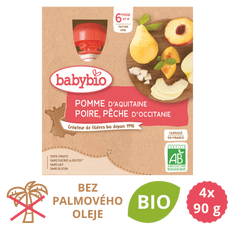 Babybio Jablko, hruška, broskev 4x90 g