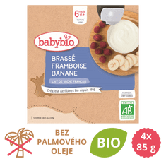 Babybio Mléčný dezert malina, banán 4x85 g