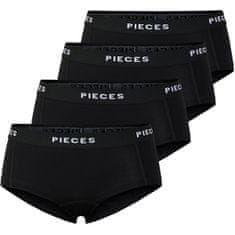 Pieces 4 PACK - dámské kalhotky Boxer PCLOGO 17106857 Black (Velikost XS)