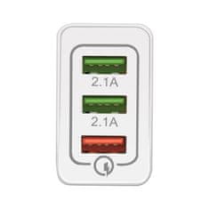 MG Fast Wall nabíječka 3x USB QC3.0 2.1A 30W, bíla