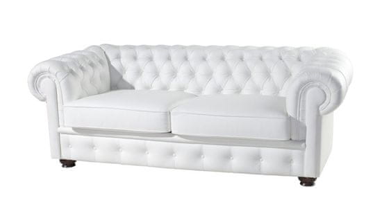 Pyka Kožená trojsedačka Chesterfield - wenge / bílá (White snow)