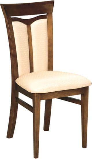 Taranko Rustikální jídelní židle Krzeslo W-04 - nový ořech / krémový vzor (A4 0502)