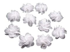 Kraftika 2ks white květina 30mm k přišití nebo přilepení