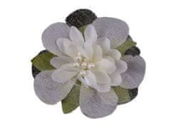 Kraftika 10ks off white textilní květ s pestíky 55mm