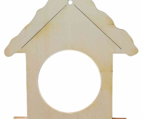 Kraftika Ptačí budka s kulatým otvorem 14,7x14,8cm - dřevěný výřez
