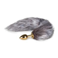 Easytoys Šedý liščí ocásek EasyToys Fox Tail Plug no.5 zlatý anální kolík