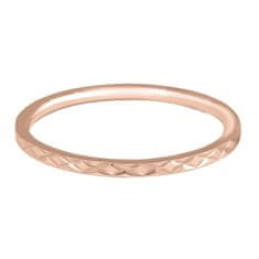Troli Pozlacený minimalistický prsten z oceli s jemným vzorem Rose Gold (Obvod 62 mm)