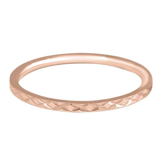 Troli Pozlacený minimalistický prsten z oceli s jemným vzorem Rose Gold