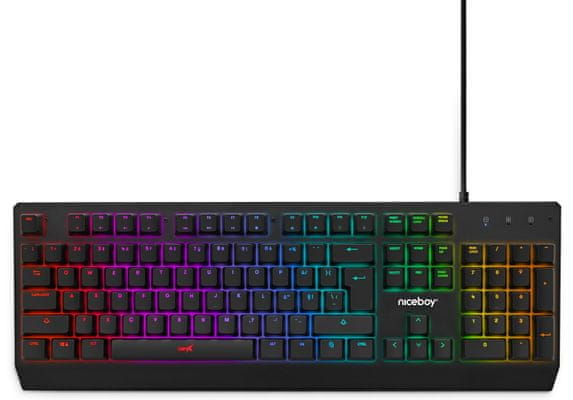 Niceboy ORYX K610 Chameleon (oryx-k-610-chameleon) mechanická herná klávesnica RGB podsvietenie drôtová kovová konštrukcia mechanika odolnosť proti nečistotám