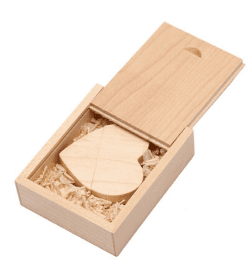 CTRL+C SET: Dřevěný USB SRDCE + dřevěný box, javor